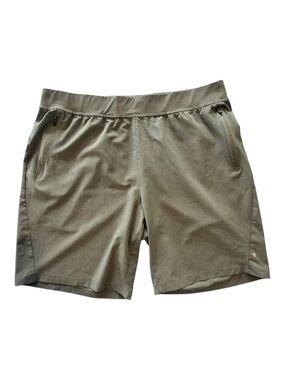 Perry Ellis Heathered Kale Green Athletic Shorts with Zip Pockets 8.5"